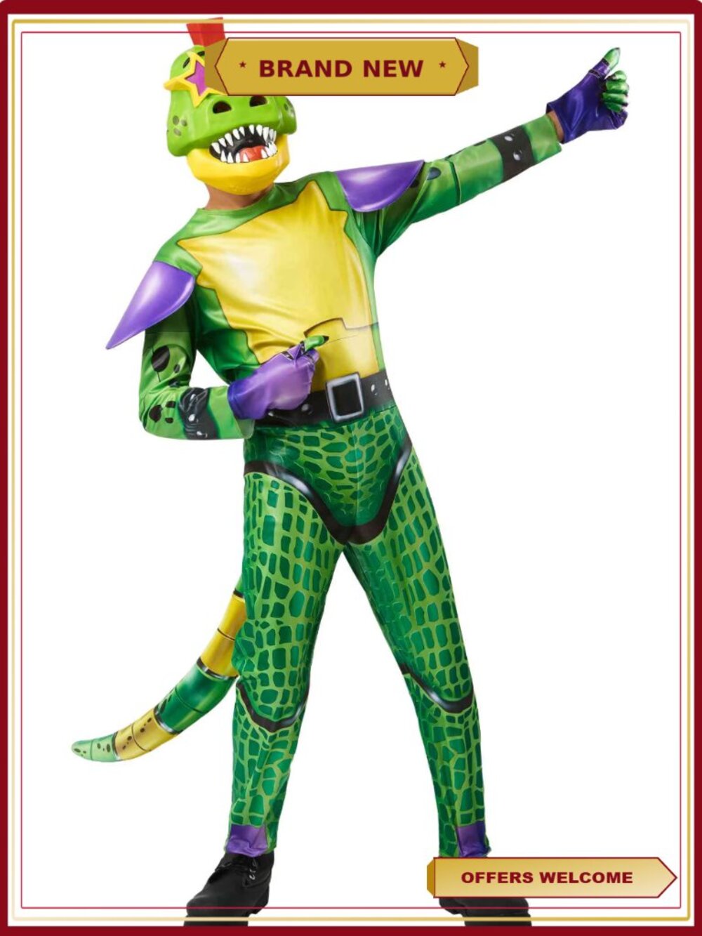 Five Nights at Freddy's Montgomery Gator Costume Kids Size L Halloween Jumpsuit